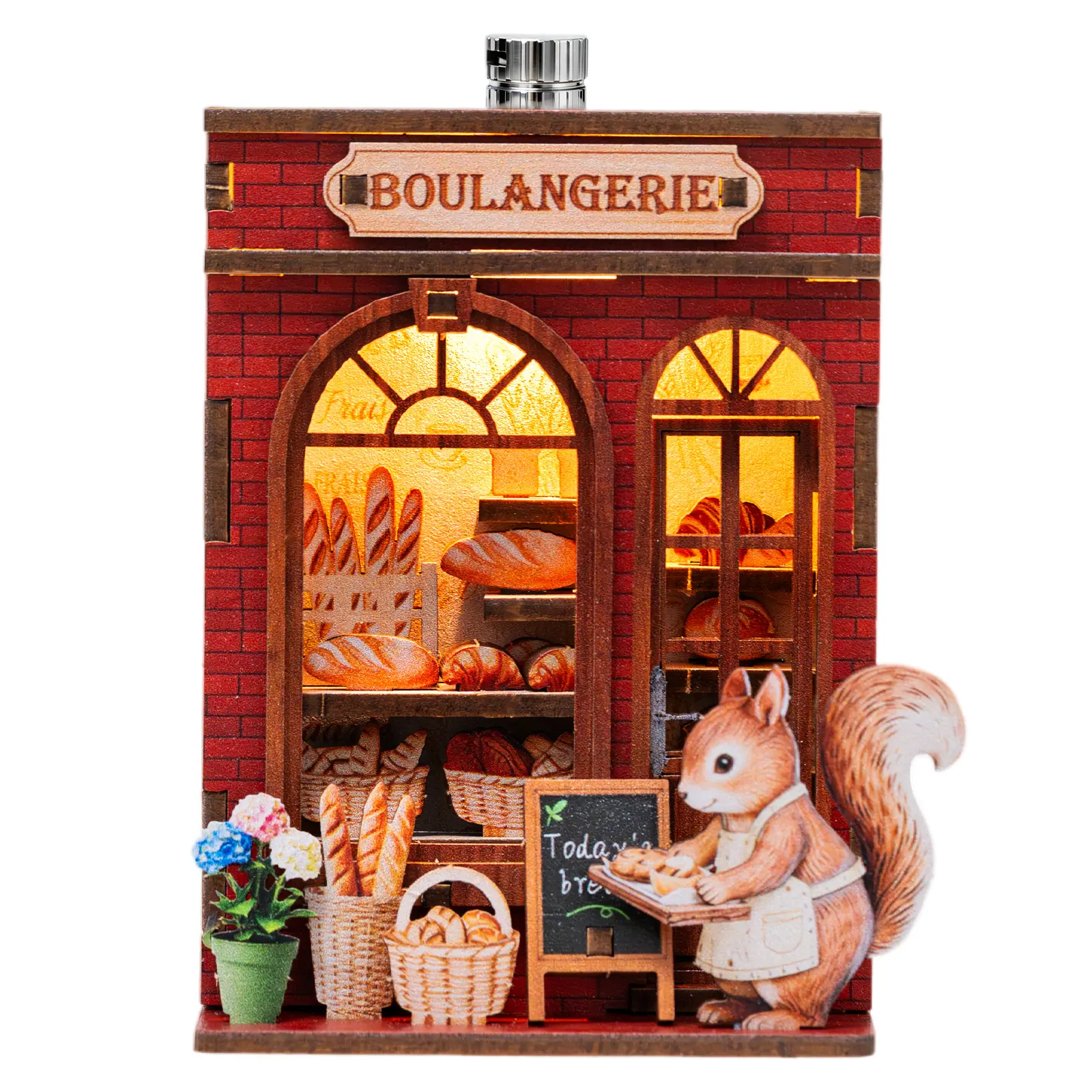 ETKVR RFM01 Magnetic Building Set - French Bakery Street Corner Mini House DIY Craft Kit with Self-Adhesive Magnets, Handmade Arts and Crafts Project for Creative Hobbyists, Battery-Operated Assembly Toy