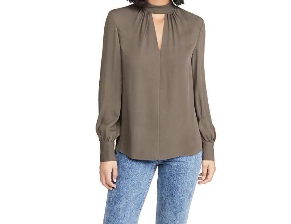 Theory Women's Neck Band Blouse M Button Collar