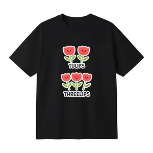 Unisex Funny Flower Pun Graphic Tee, Tulips Cartoon Printed T-Shirt, Casual Daily Short Sleeve Top, Ideal Gift for All Occasions