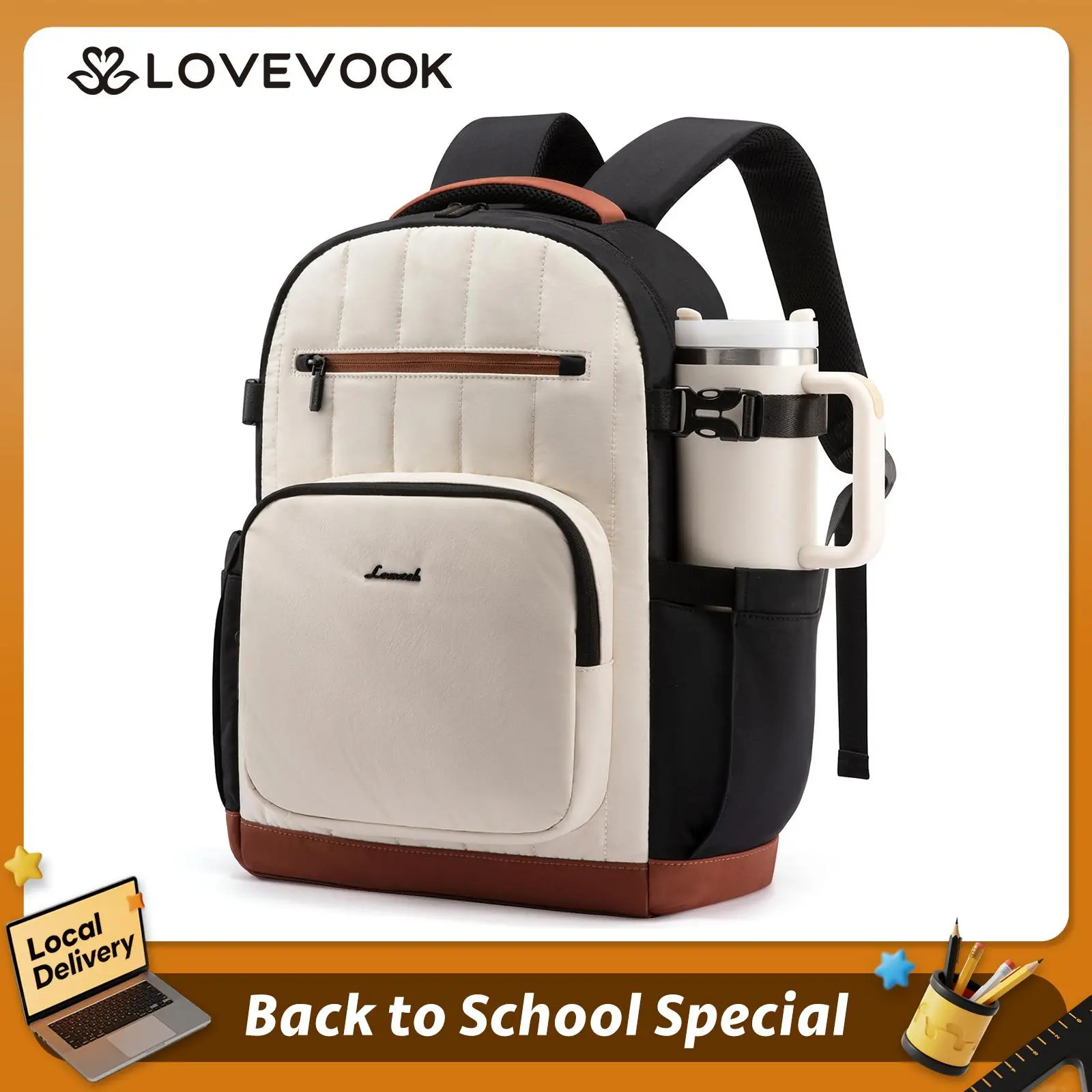 LOVEVOOK Laptop Backpack Women with Pouch Pocket for Large Capacity Cup,17 Inch Lightweight Puffer Computer Laptop Bag Travel Backpack Purse for Work College Teacher Personal Item
