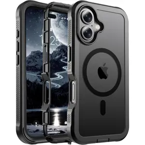 Magnetic for iPhone 17 Case, [Compatible with MagSafe][Military Grade Drop Protection][Heavy Duty Protection][Non-Slip][Shockproof] 2-Layer Durable Bumper Phone Case 6.3''-Black