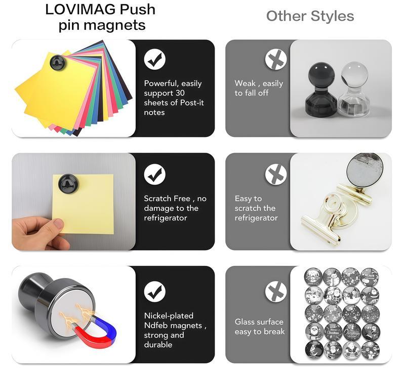 Fridge Magnets Refrigerator Whiteboard Small Strong Magnet Classroom Kitchen Accessories Decorative Locker Set Black Matte Office Calendar Refrigerador Magnetic Cute Crafts Homedecor