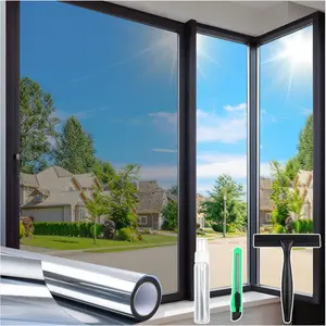 Way  Window Film with Tool Window Tint for  Film See Out Not in Heat Control Sun Blocking Mirror Reflective Anti UV Covering Static Cling No Glue Sliver 23.6" x 78.7"