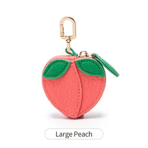 A mini fruit-shaped coin purse, suitable for AirTag storage pouch Peach Keychain Wallet & Coin Purse with Mini Coin Pocket - Compact Handbag Accessory for Keychain  bagcharm charm