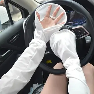 3 pairs Full-coverage sun protection arm sleeves with built-in open finger gloves, designed for driving, cycling, and outdoor activities. The UPF 50+ fabric blocks harmful UV rays, preventing tanning and sunburn on your arms and hands.