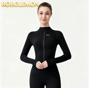 ROROLEMON Full-Zip Yoga Jacket - Slim Fit Athletic Top with Thumb Holes