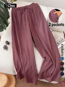 Women's Solid Color Wide Leg Pants, Casual Comfy Trousers for Daily Wear, Ladies Bottoms for All Seasons, Casual Fashion Pants