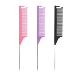 Professional Styling Comb with Steel Needles, Durable Abs Handle, Ideal for Long Hair & Normal Hair Types, Salon Tool for Parting Curls Highlights