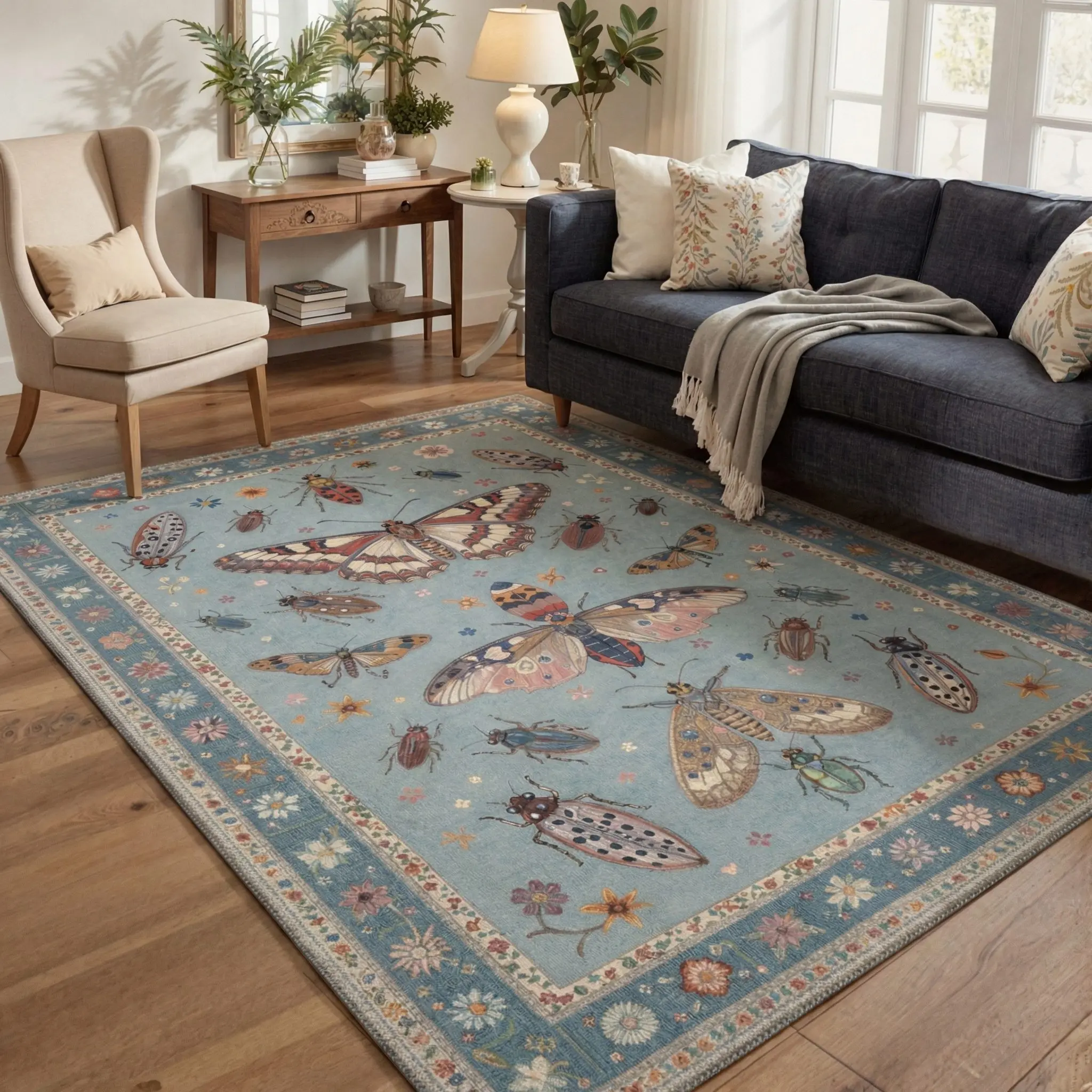 【Back To School】GENIMO Home Carpet – Soft, Non-Slip, Pet Friendly, Machine Washable Rug, Area Rug Ideal for Living Room, Bedroom, Kitchen, Hallway ,ARN2652-BLOOM