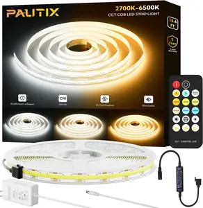 COB LED Strip Lights 2700K-6500K CCT Tunable White UL-Listed Dotless LED Lights with RF Remote,16.4ft Super Bright Dimmable 24V Tape Light,for Under Cabinets Bedroom Kitchen Office Lighting