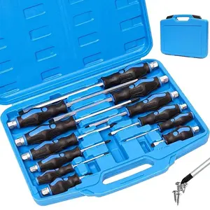 12-Piece Magnetic Screwdriver Set – Heavy Duty Go-Thru Steel Blades with Professional Grip, Includes Phillips and Flat Head Screwdrivers in Storage Case