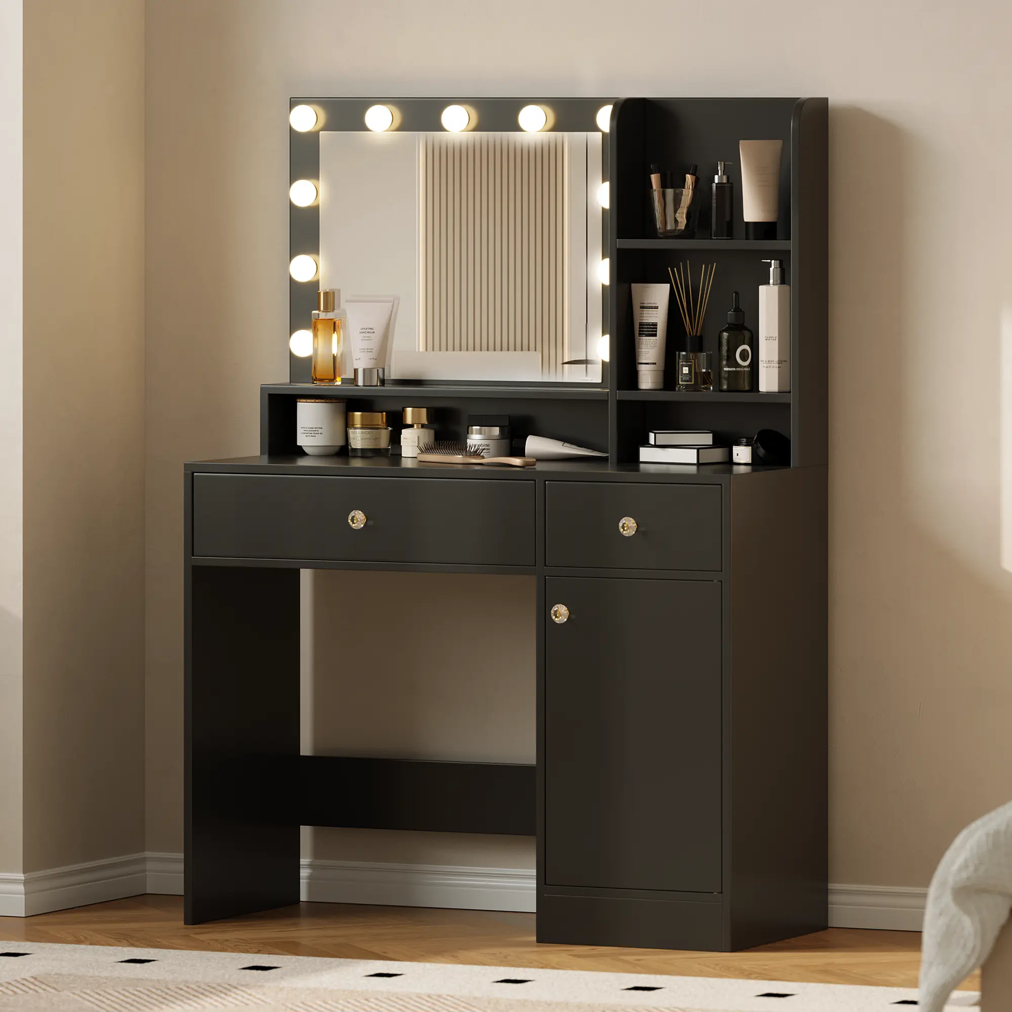 black dressing table with mirror - TikTok Shop