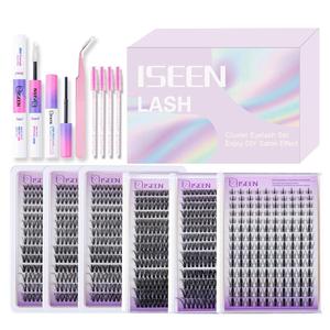 natural look eyelash extensions kit, 1 set false eyelashes with glue & tweezers & brush & glue remover, eyelash clusters, professional eye enhancement tools for women, makeup, cosmetic