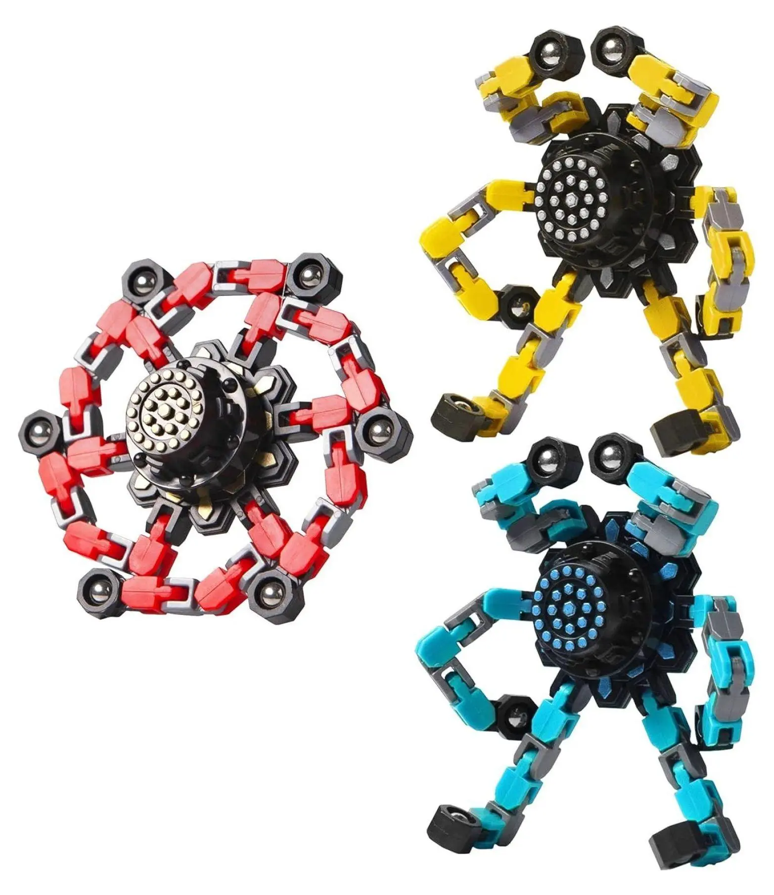 Fidget Spinners 3 Pack - Transformable Spinners for Kids & Adults - Stress Relief Toys for ADHD - EDC Fingertip Gyro for Party Favors, Goodie Bags fidget toys 3pc