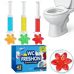 42 toilet deodorization gel seals (3 packs), supplementary package of floral toilet cleaning gel with dispenser, lasting for three months, with random color