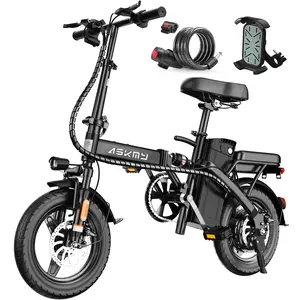 ASKMY E14 Urban Folding E-Bike 1000W, Enhanced Safety Battery, 12-Month Warranty,  Dual Disc Braking System | UL2849 Certified,Easy Storage- Long Range 45 Miles | 14" Compact Tires,