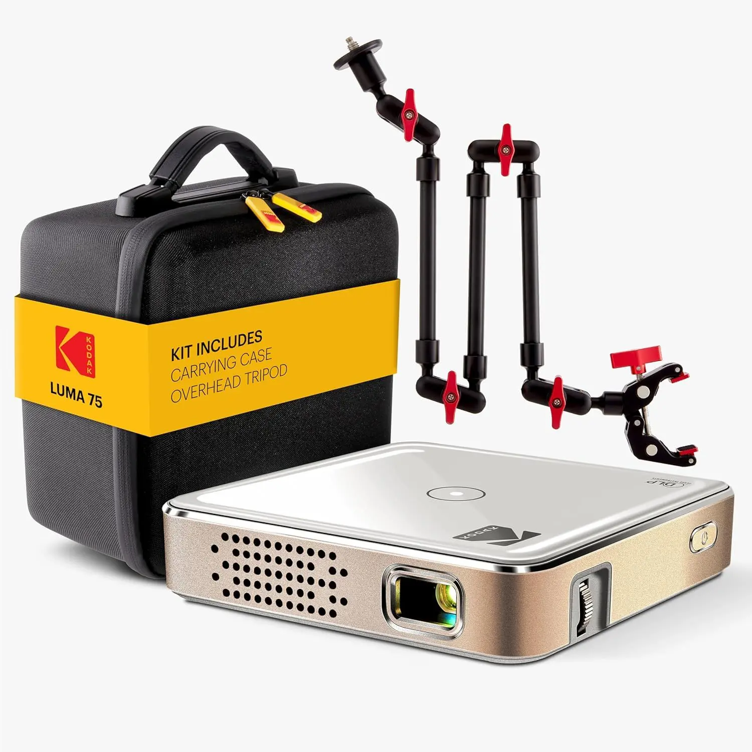 Kodak Luma 75 Digital LED Projector - Portable Pico Pocket Projector with Audio Speaker, Overhead Tripod Mount, Protective Case (White), USB, MicroSD, Wireless Connectivity for Home Use