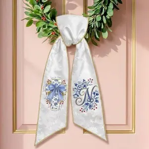 Personalized Easter Wreath Sash, He is Risen Cross Door Ribbon, Monogram Floral Spring Porch Decor, Christian Gift