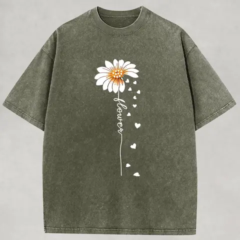 Holafish Women's Vintage Acid Washed Graphic T-Shirt, Soft Cotton Top with a Relaxed Fit, Casual Streetwear Essential