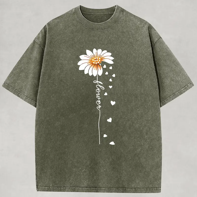 Holafish Women's Vintage Acid Washed Graphic T-Shirt, Soft Cotton Top with a Relaxed Fit, Casual Streetwear Essential