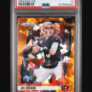 NEW 24 Panini Prizm Joe Burrow Orange Ice Prizm Bengals PSA 10