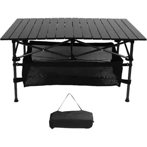 Portable Folding Camping Table, Lightweight Aluminum Roll Up Table for Picnic BBQ Outdoor Indoor