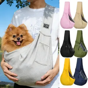 Lightweight dog cat universal messenger bag strap breathable and not stuffy travel out portable foldable storage Teddy Bigbear Pomeranian cat dog bag cat bag strap portable pocket safety buckle outdoor travel multi-scene application Animal Carrier