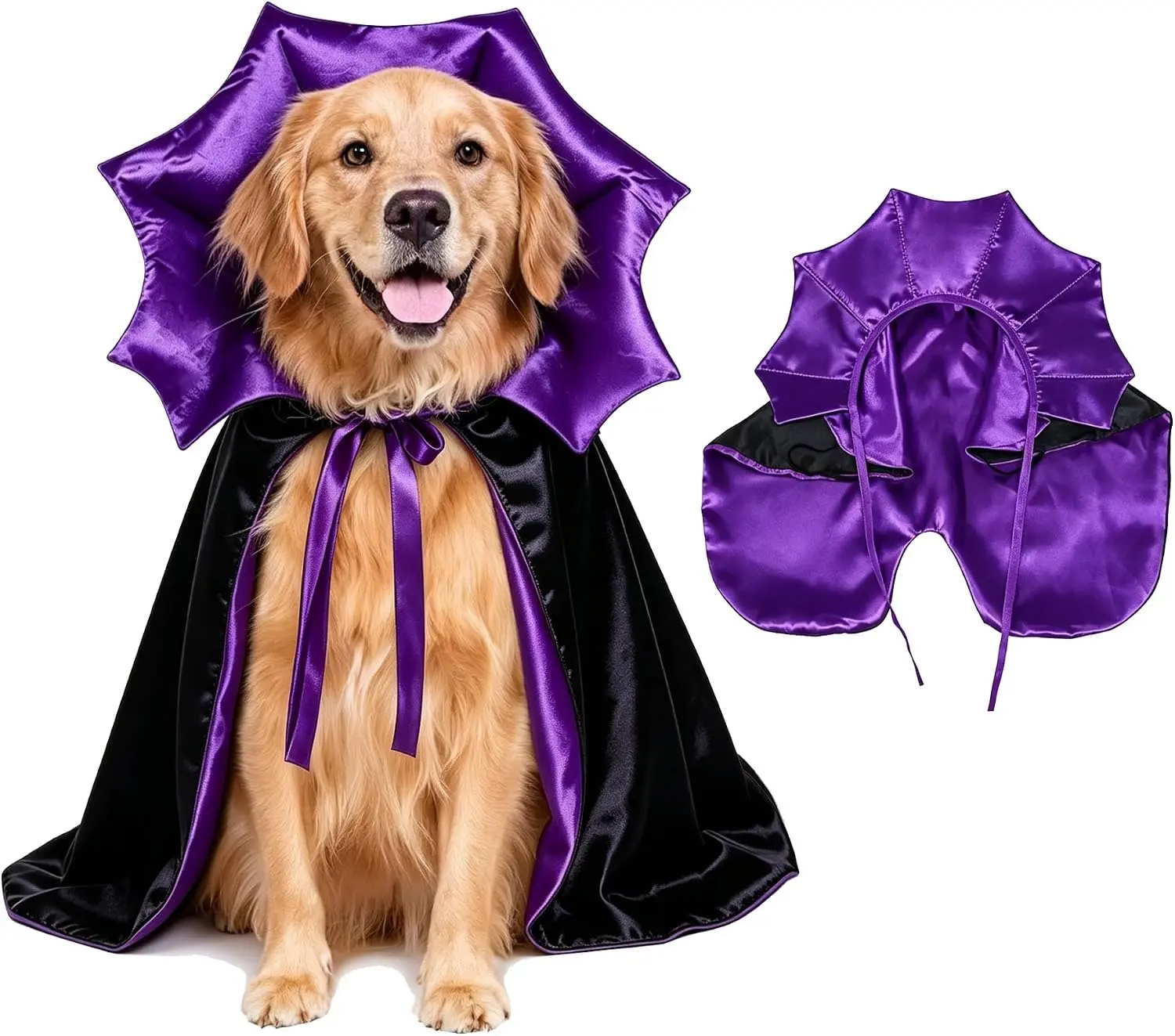 GOYOSWA Dog Halloween Costumes, Dog Vampire Devil Cape Cloak Costume Pet Halloween Costumes for Small Medium Large X-Large Dogs Pets (Large)
