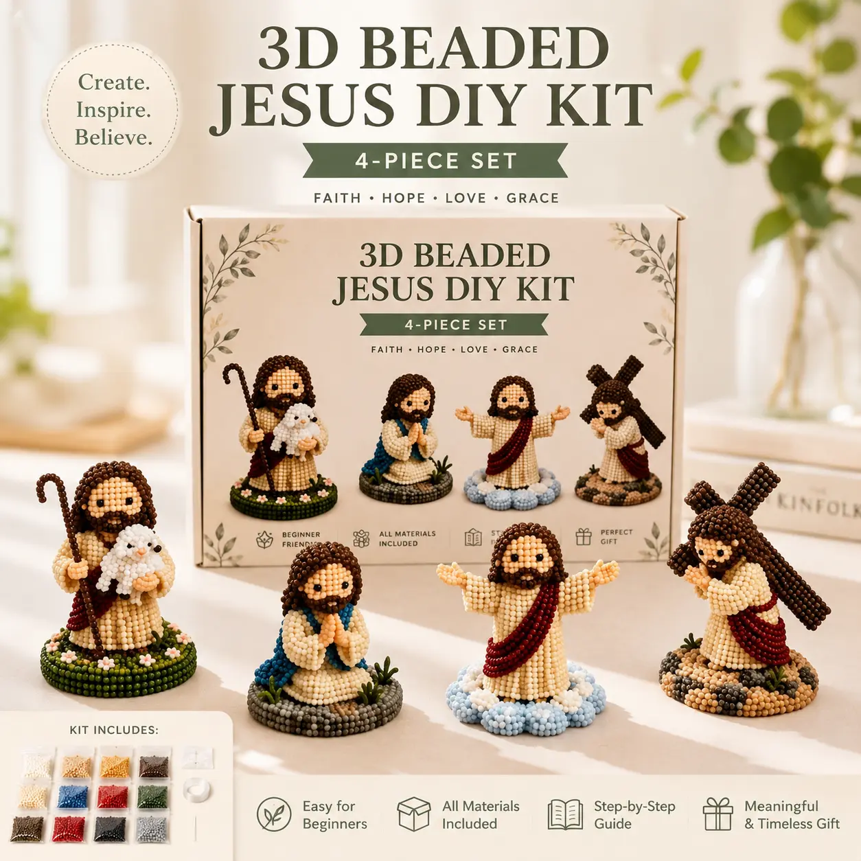 Cute 3D Beaded Skeleton DIY Kit - 4-Piece Halloween Craft Set with Easy Assembly, Cute Designs, Handmade Ornament Supplies, Perfect Gift for Leisure Activities, 3D Beaded Skeletons