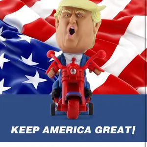President Donald Trump 2024 Toy Figure Riding Motorcycle Funny Rev Up Car Novelty Gag Gift for Trump Fans