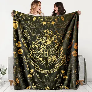 Harry Potter Hogwarts Badge Flannel Blanket, Soft Warm Anti-Pilling, Ideal Gift for Naps Camping Travel