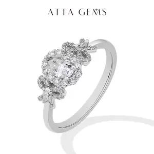 ATTAGEMS D VVS1 Color Oval Cut 0.5CT Synthetic Moissanite Ring for Wmen 925 Sterling Silver Engagement Wedding Anniversary Gift Classic Jewelry R274