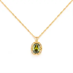 Holylegend Olive Green Zirconia Marlu Jewelry , 18K Gold Plated Necklace , Sterling Silver Chain Jewelry Gifts ，Necklaces for Women-Official Elegant Premium
