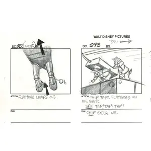 Chip n Dale Rescue Rangers Original Production Animation Storyboard Walt Disney FIRST EPISODE 1988 A179