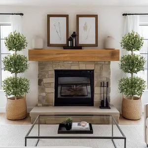 2PCS 5FT Artificial Olive Tree, 3-Tier Spherical Design Fake Olive Tree with Planter, Faux Tree for Home & Office Indoor Decor