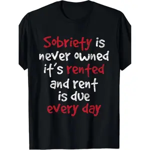 Men's Sober Recovery T-Shirt- Casual Crew Neck, Short Sleeve T-shirts Comfortable Fit, Daily Wear Regular Fit Shirt