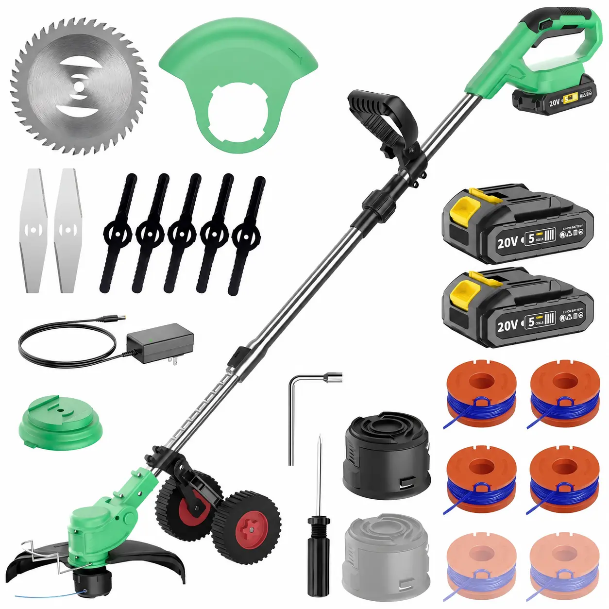 20V Cordless Grass Trimmer Kit with Li-Ion Battery - Portable Electric Lawn Edger for Garden, Yd & Lawn Care