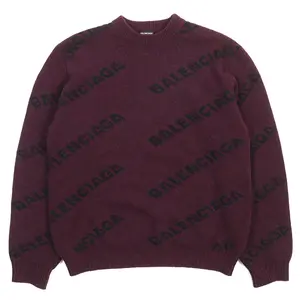 Pre-owned Balenciaga Wool Small Leather Goods Logo Nylon Knit Sweater M