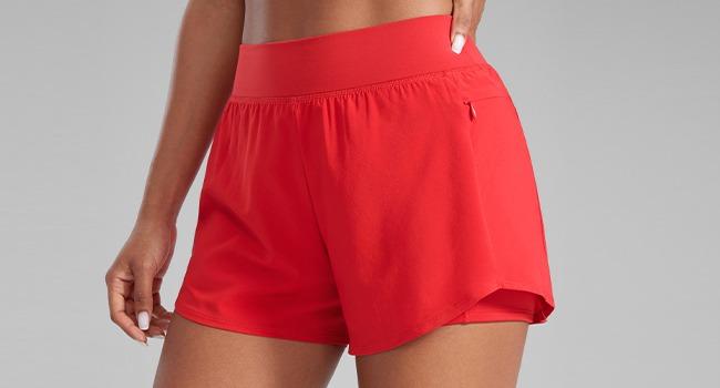 CRZ YOGA  2 in 1 Double Layer Running Shorts for Women 3" - High Waisted for Athletic Tennis Workout with Zip Pockets