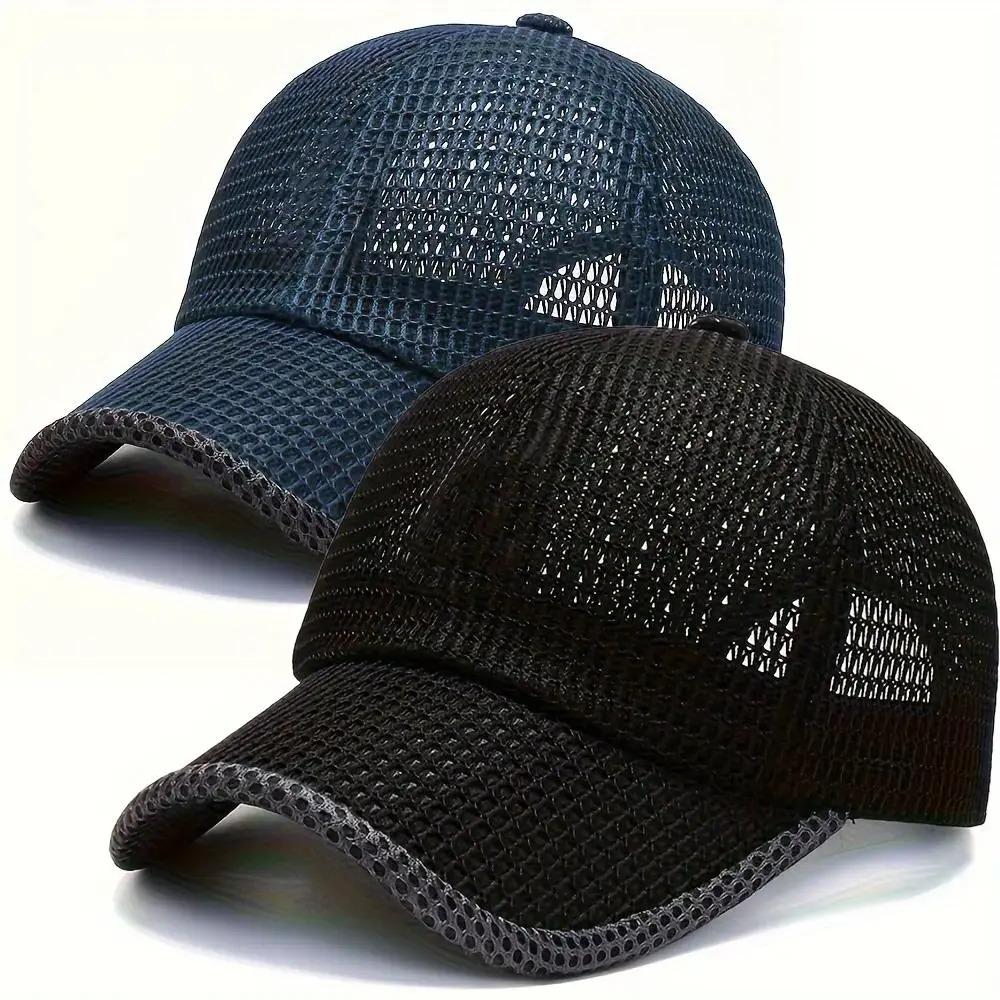 2 Pack Men’s Summer Hat – Breathable Mesh Baseball Cap with Sun Visor for Fishing, Outdoor & Sports