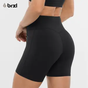 BRXL【Discount for live】Women's 5 Inch Inseam Biker Shorts with Pockets High Waist Buttery Soft Yoga Athletic Gym Running Volleyball Spandex Shorts Underwear Free & Practical Pocket Design UPF 50+ Sun Protection-brxl-3