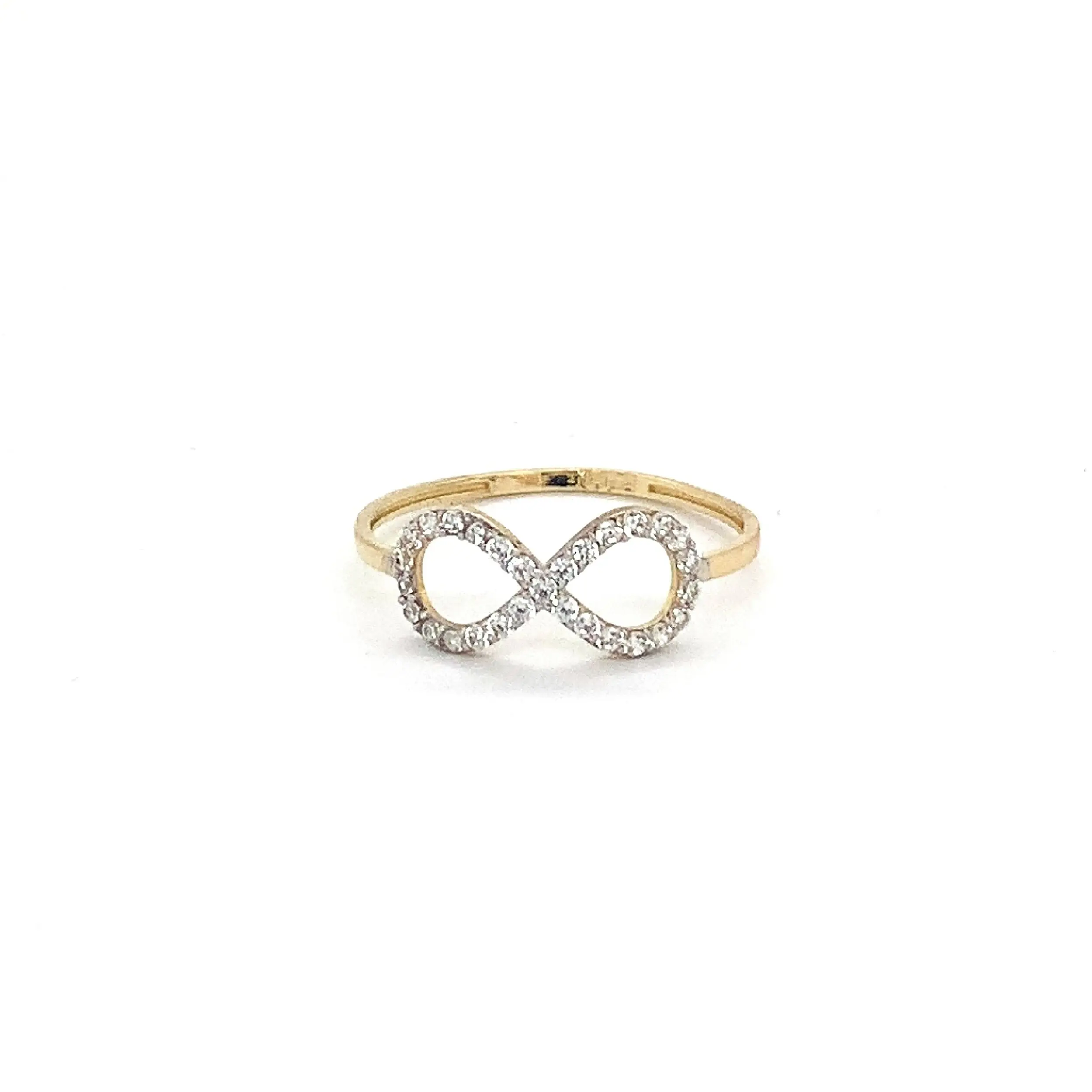 14K Gold Infinity Symbol Ring with CZ Stones