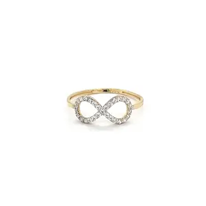 14K Gold Infinity Symbol Ring with CZ Stones