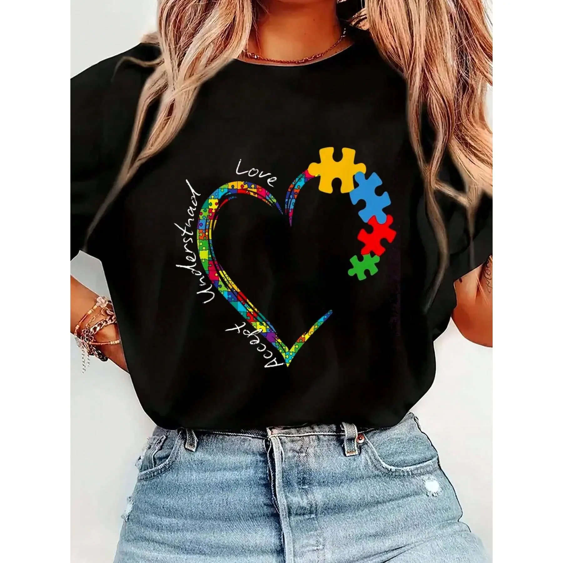 Accept Love Understand Autism Support Funny Autism Awareness T-Shirt