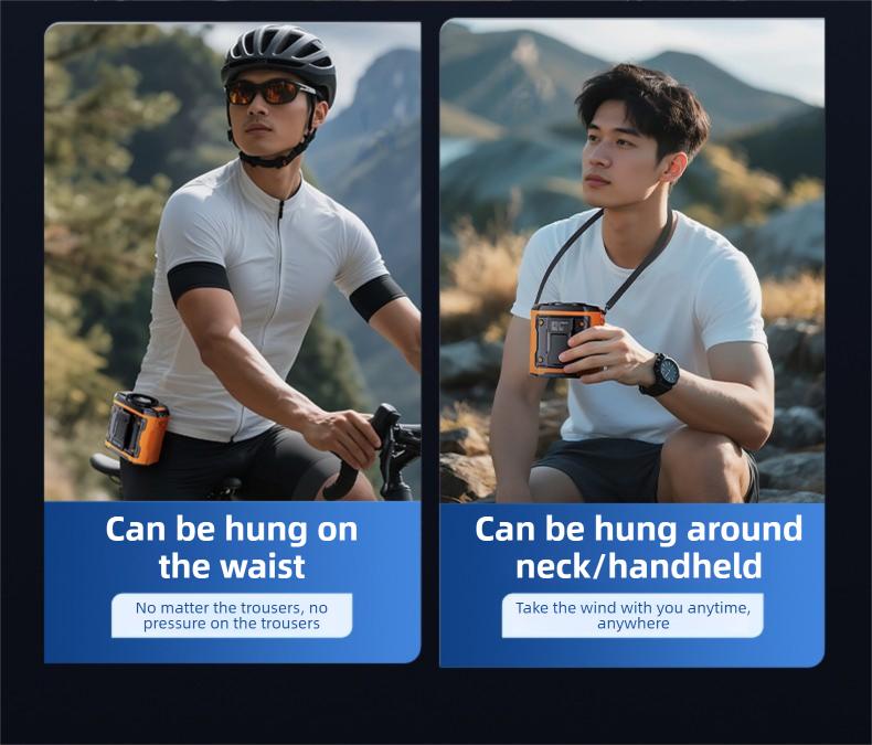 HOOYS USB Rechargeable Handheld Portable Fan, 199-Speed Adjustable, with Waist Clip, Flashlight & PowerDisplay, Personal Fan for Outdoor, Camping, Jobsite, Travel &Indoor Use