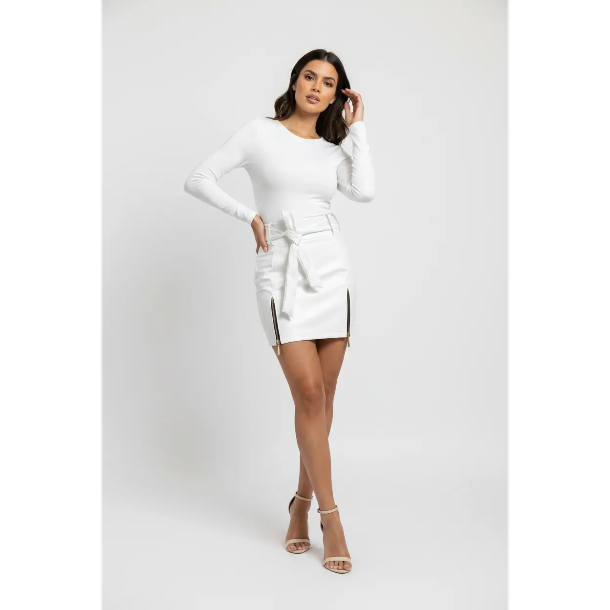Classy Adore Bandage PU Leather Skirt - Body-Hugging Mini Skirt