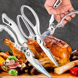 Kitchen Scissors Set Poultry Shears 2 Pack Korean Barbecue Scissors Premium Kitchen Scissors Poultry Shears Heavy Duty Kitchen Shears All Purpose with Anti-Slip Handle & Safety Lock, Stainless Steel Cooking Scissors for Meat, Bone, Poultry