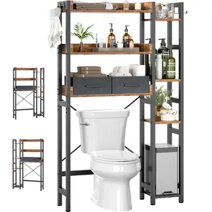 Cyclysio Over-The-Toilet Storage Cabinet for Bathroom, Bathroom Organization Space Saver with 2 Drawers and Adjustable Shelf Racks