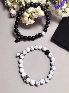 Magnetic Couple Bracelet Set, Crown Pendant Beaded Jewelry, Long Distance Love Gift, Romantic Couples Accessories, Perfect Souvenir