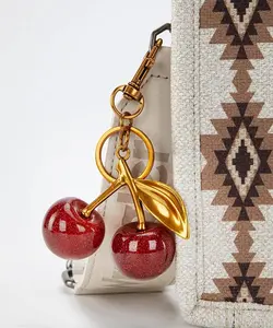 Leopard Print Flower Cute Cherry Bag Charm Accessories